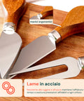 Set 3 Utensili per Degustazione Formaggi con Tagliere in Legno d'Acacia