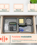 Set 4 Organizer Multiuso Impilabili in ABS di 3 Diverse Dimensioni
