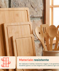 Set Taglieri in Bamboo – 3 Taglieri + 5 Utensili da Cucina Inclusi