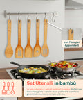 Set Taglieri in Bamboo – 3 Taglieri + 5 Utensili da Cucina Inclusi