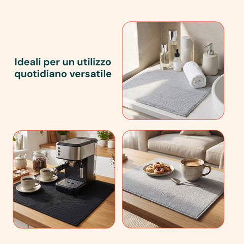 Scolapiatti in Poliestere e Spugna – Set 2 Tappetini Assorbenti per Casa e Cucina