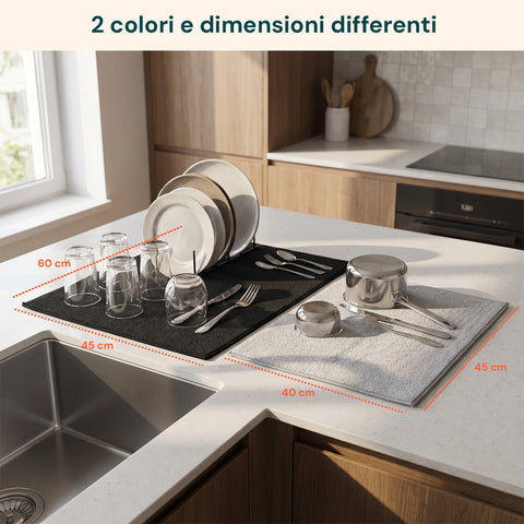Scolapiatti in Poliestere e Spugna – Set 2 Tappetini Assorbenti per Casa e Cucina