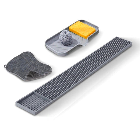 Set Silicone Cucina 5 Pezzi – Tappetino Lavello e Spugne Ultra-Assorbenti