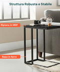 Tavolino da Salotto 40x26x58 cm – Struttura in Ferro con Ripiano in MDF