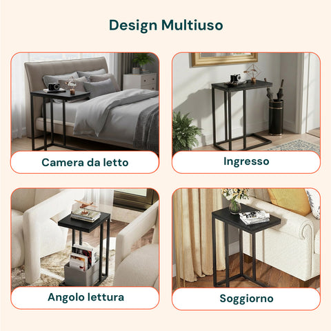 Tavolino da Salotto 40x26x58 cm – Struttura in Ferro con Ripiano in MDF