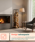 Scaffale Portalegna in Metallo – Supporto Salvaspazio 33×33×115 cm