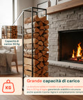 Scaffale Portalegna in Metallo – Supporto Salvaspazio 33×33×115 cm