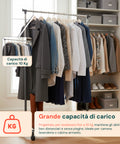 Appendiabiti Regolabile in Metallo – Stand Portabiti con Ruote 360° da 85 a 160 cm