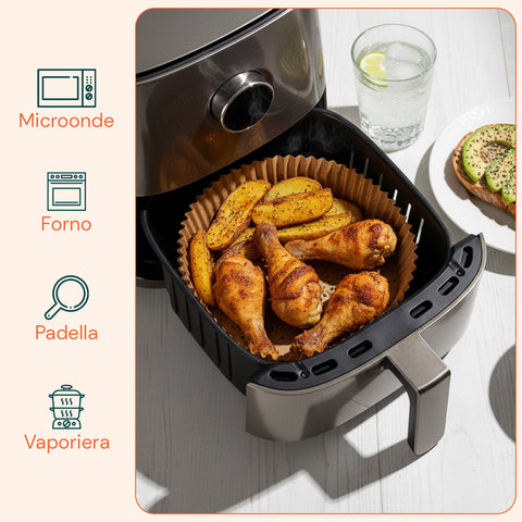Lot de 100 pièces de papier cuisson pour friteuse à air - Imperméable et résistant à la chaleur