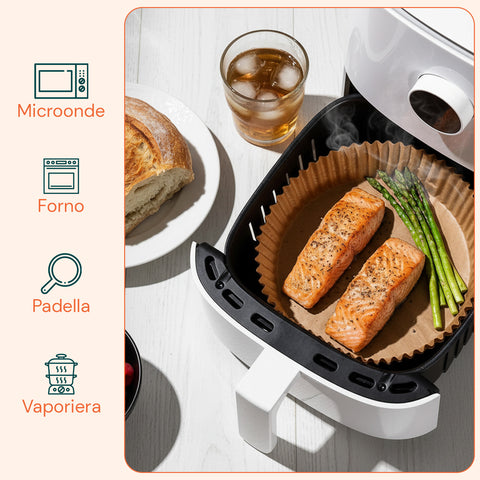 Lot de 100 pièces de papier cuisson pour friteuse à air - Imperméable et résistant à la chaleur