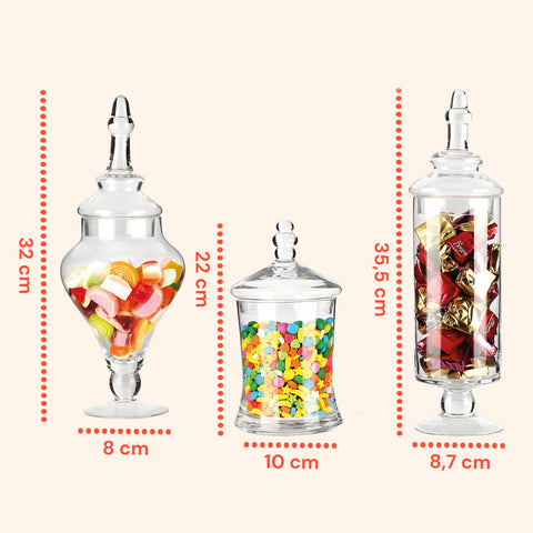 Barattoli di Vetro Varie Forme Multiuso con Coperchi – Set da 3