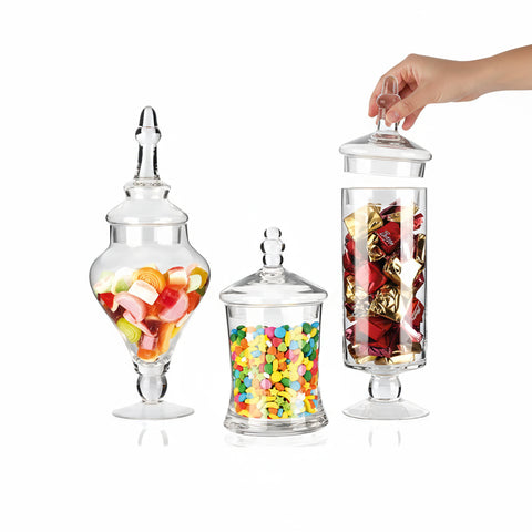 Bocaux en Verre Formes Variées Multiusages avec Couvercles – Lot de 3