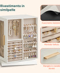 Organizer Gioielli Rotante a 360° con Cassetti, Ganci e Rivestimento in Velluto