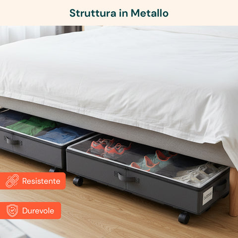 Contenitori Sottoletto con Ruote – Set 2 Pezzi XXL 54L Salvaspazio
