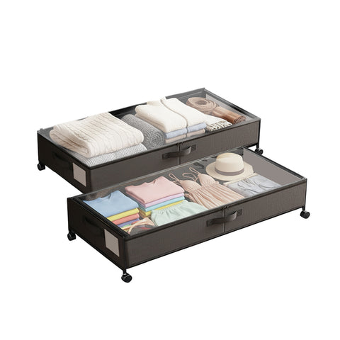 Bacs de Rangement sous Lit à Roulettes – Lot de 2 Pièces XXL 54L Gain de Place