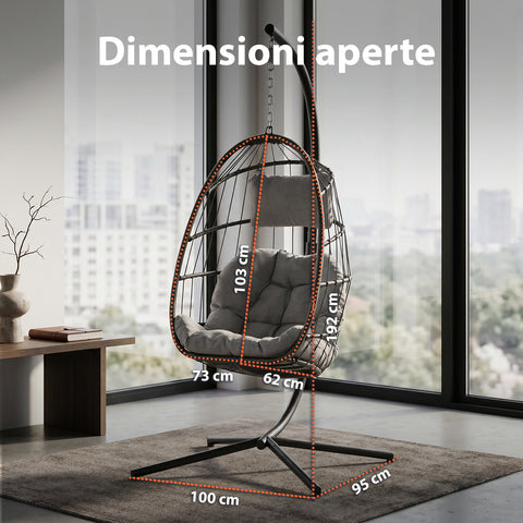 Cuscini imbottiti della poltrona sospesa da giardino