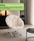 Poltrona Imbottita Pieghevole in Acciaio e Tessuto Oxford - Dimensioni 80x36x80cm