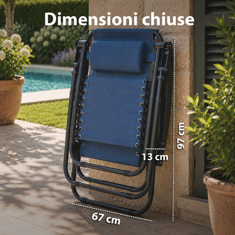 Sedia da Giardino Pieghevole con Vassoio Laterale – Portata 120kg – Struttura in Ferro e Tessuto Teslin