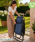 Sedia da Giardino Pieghevole con Vassoio Laterale – Portata 120kg – Struttura in Ferro e Tessuto Teslin