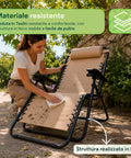 Sedia da Giardino Pieghevole con Vassoio Laterale – Portata 120kg – Struttura in Ferro e Tessuto Teslin