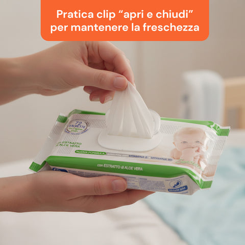 Lingettes Bébé 72 / 864 pcs – Douces en nid d'abeille Parfum Lait d'Avoine et Riz, Aloé ou Crème au Talc