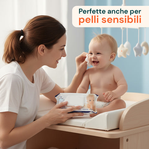 Lingettes Bébé 72 / 864 pcs – Douces en nid d'abeille Parfum Lait d'Avoine et Riz, Aloé ou Crème au Talc