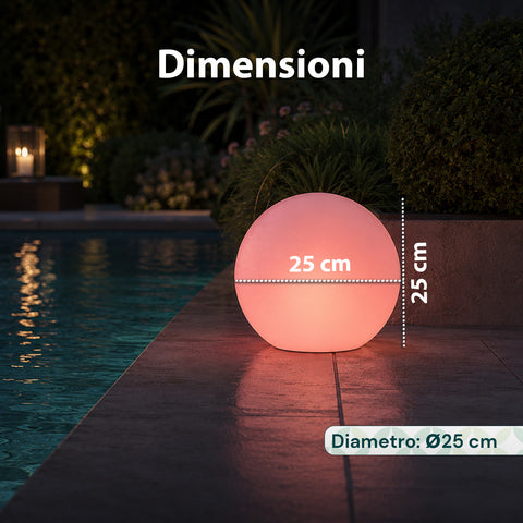 Lampada Solare da Giardino con Telecomando, Luci LED RGB+Bianco, 8 Ore, Batteria Li-ion, Picchetto e Pannello Solare Integrato