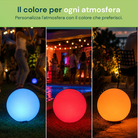 Lampada Solare da Giardino con Telecomando, Luci LED RGB+Bianco, 8 Ore, Batteria Li-ion, Picchetto e Pannello Solare Integrato
