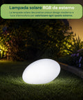 Lampada Solare da Giardino con Telecomando, Luci LED RGB+Bianco, 8 Ore, Batteria Li-ion, Picchetto e Pannello Solare Integrato