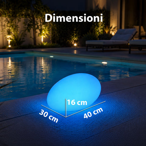 Lampada Solare da Giardino con Telecomando, Luci LED RGB+Bianco, 8 Ore, Batteria Li-ion, Picchetto e Pannello Solare Integrato