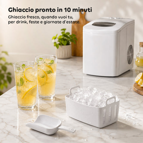 Macchina per il Ghiaccio con serbatoio 1,7L con paletta e vaschetta estraibile inclusa - 150W
