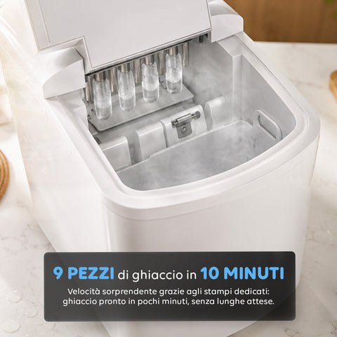 Macchina per il Ghiaccio con serbatoio 1,7L con paletta e vaschetta estraibile inclusa - 150W