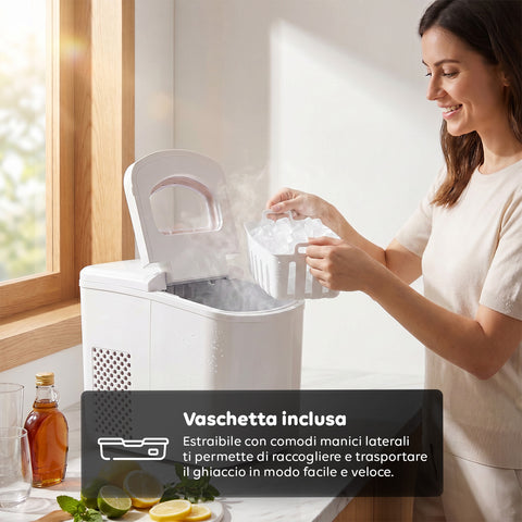 Macchina per il Ghiaccio con serbatoio 1,7L con paletta e vaschetta estraibile inclusa - 150W