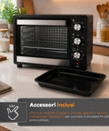 Forno Elettrico da Banco 45 Litri Ventilato con Timer e Doppio Vetro 1800W con Accessori