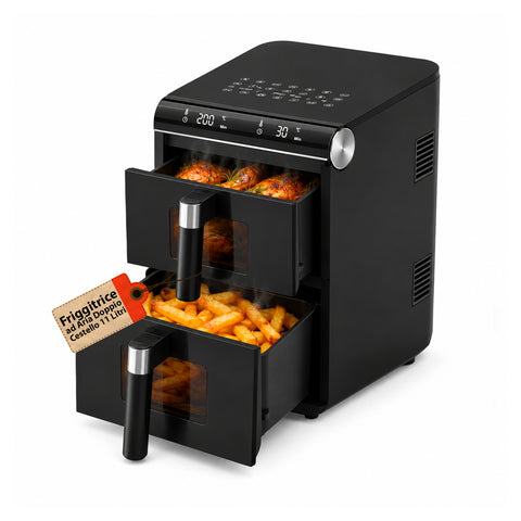 Friteuse à Air 11 Litres Double Panier 2800W avec 13 Programmes et Contrôle Tactile et Accessoires