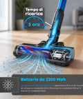 Scopa Elettrica Aspirapolvere Cordless 2in1 250W con Filtro HEPA e Autonomia fino a 40 Minuti