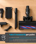 Scopa Elettrica Aspirapolvere Cordless 2in1 250W con Filtro HEPA e Autonomia fino a 40 Minuti