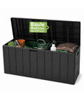 Baule Multiuso da 270 Litri in Resina Effetto Legno - Uso Interno ed Esterno con Seduta
