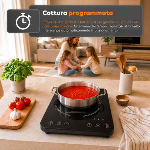 Table de Cuisson à Induction Électrique Un Seul Feu 2000W avec Commande Tactile