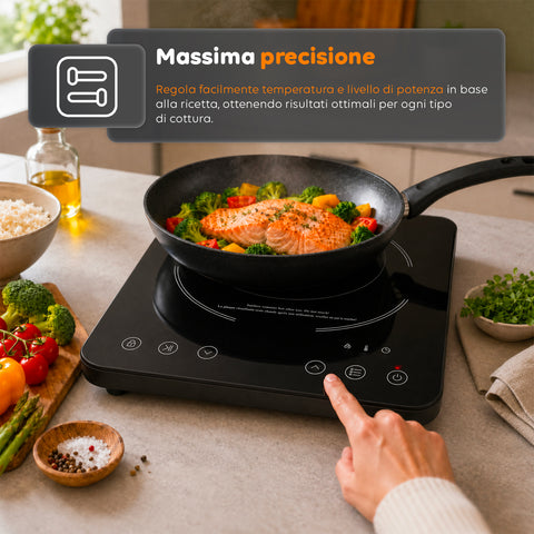 Table de Cuisson à Induction Électrique Un Seul Feu 2000W avec Commande Tactile
