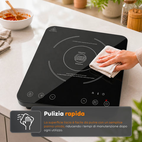 Table de Cuisson à Induction Électrique Un Seul Feu 2000W avec Commande Tactile