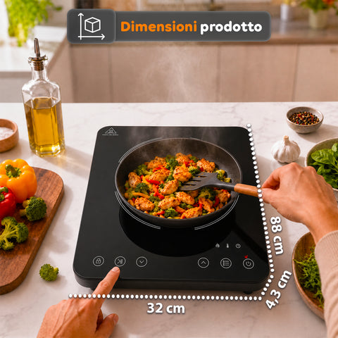 Table de Cuisson à Induction Électrique Un Seul Feu 2000W avec Commande Tactile