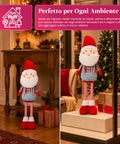 Babbo Natale Estensibile in Tessuto con Gambe Allungabili – Decorazione Natalizia