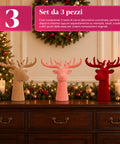 Testa di Cervo Decorativa Set 3 Pezzi Effetto Velluto 32x20x28 cm, Soprammobile Design Natalizio