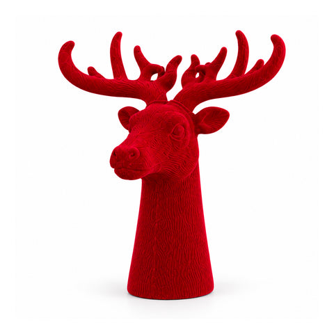 Tête de cerf décorative effet velours 32x20x28h cm | Objet décoratif au design moderne, disponible en 6 couleurs, pour la maison, le bureau et le magasin