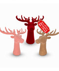 Testa di Cervo Decorativa Set 3 Pezzi Effetto Velluto 32x20x28 cm, Soprammobile Design Natalizio