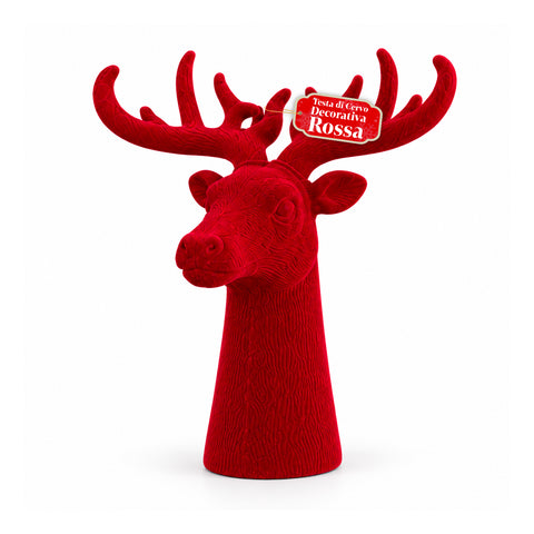 Tête de cerf décorative effet velours 32x20x28h cm | Objet décoratif au design moderne, disponible en 6 couleurs, pour la maison, le bureau et le magasin