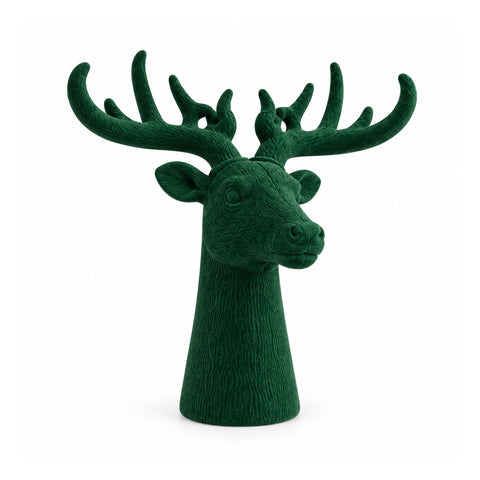 Tête de cerf décorative effet velours 32x20x28h cm | Objet décoratif au design moderne, disponible en 6 couleurs, pour la maison, le bureau et le magasin