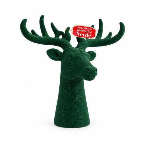 Tête de cerf décorative effet velours 32x20x28h cm | Objet décoratif au design moderne, disponible en 6 couleurs, pour la maison, le bureau et le magasin