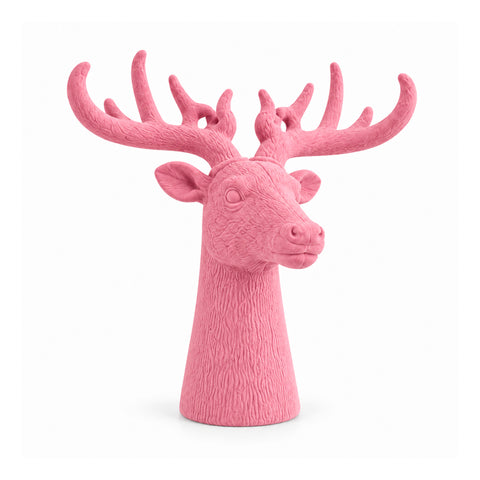 Tête de cerf décorative effet velours 32x20x28h cm | Objet décoratif au design moderne, disponible en 6 couleurs, pour la maison, le bureau et le magasin